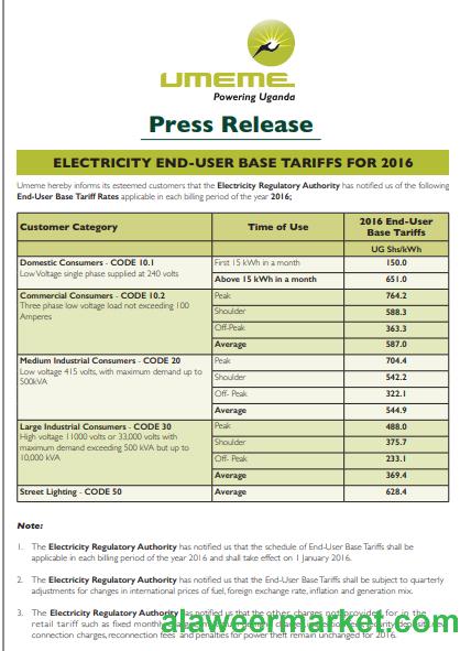 Uganda UMEME utility bill